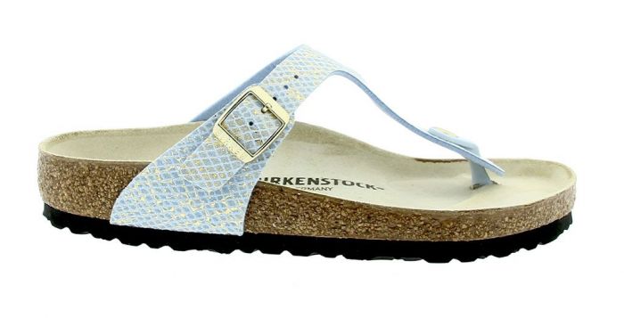 Birkenstock Slipper Gizeh Shiny Python Dusty Blue 