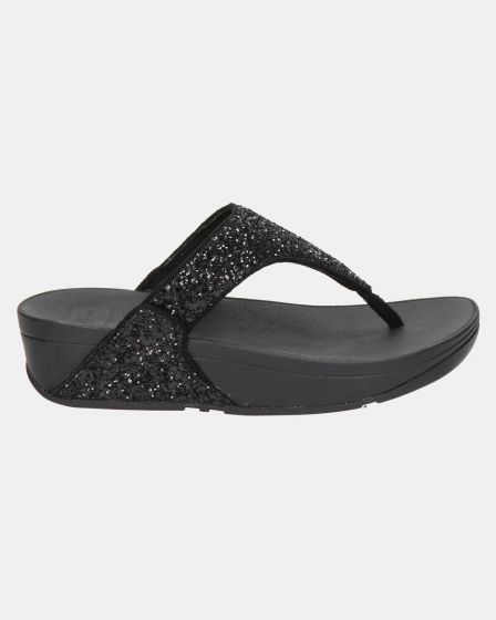 Fitlflop Lulu Glitter Toe-Thongs Black Glitter