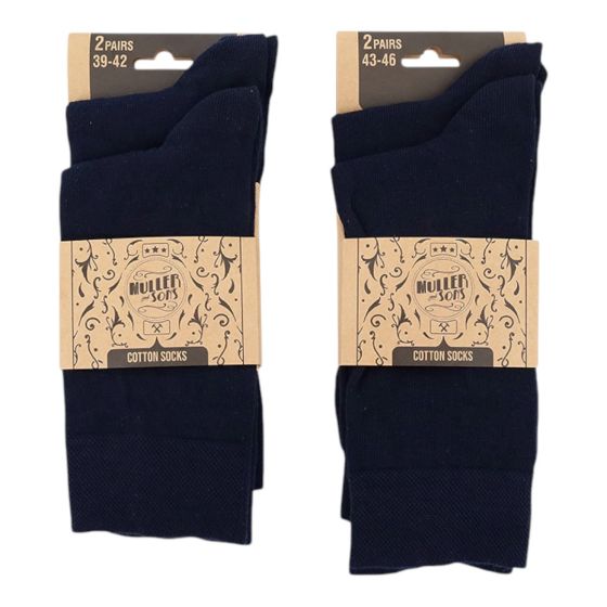 Muller&Sons Classic Socks 2 pack D.Blauw