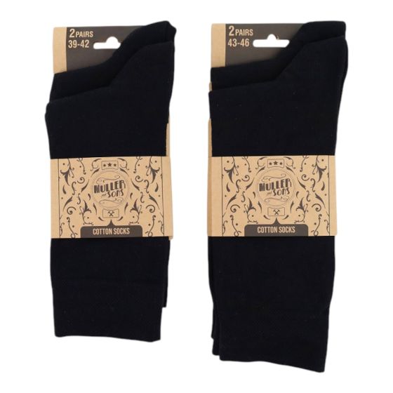 Muller&Sons Classic Socks 2 pack Zwart