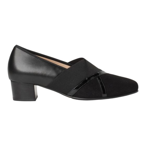 Pump HV leer/suede/lak Zwart J