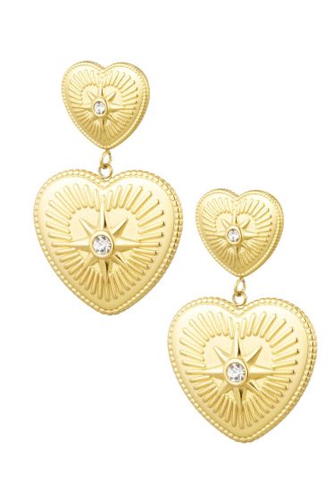 YW Oorbellen Hartjes/steentjes Goud